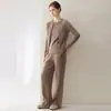 Consinee Hilo 100% Cachemira Suéter de Cachemira Casual Simple Holgado de Canalé Vintage para Mujer Prendas de Punto Básicas