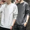 Nova coleção Primavera/Outono 2026: top térmico masculino elástico, camiseta de manga comprida com gola redonda, roupa moderna para primavera/outono