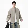 Jaqueta de Couro Harrington Estilo Americano para Homens, Marca da Moda, Estilo High Street de Inverno, Design Cool, Gola Alta, Jaqueta Baseball de Motociclista