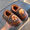 Pantuflas de Algodón de Invierno para Niños Capibara Niños Piel Sintética Impermeable Cálidas Forradas de Felpa Tallas Medianas y Grandes Niños Zapatos de Algodón con Talón Cerrado