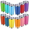 Vaso Amazon transfronterizo de 20 oz de acero inoxidable de doble capa para coche, vaso para helado, vaso para café para llevar, vaso portátil con pajilla