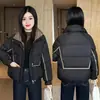 Jaqueta Curta de Algodão da Moda para Mulheres, Novo Estilo de Inverno, Jaqueta de Algodão Slim e Versátil para Pessoas Baixas, Jaqueta Puffer Espessa e Quente