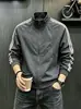 Chaqueta azul oscuro de tres rayas con cuello alto para hombre, otoño, chaqueta de béisbol deconstruida y empalmada, chaqueta bomber cleanfit