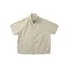 Jaqueta Camisa de Manga Curta Rumeng com Textura Fresca para Uso Externo Verão Design Solto Zíper Gola Alta Camisa Casaco para Homens
