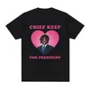 Camiseta Transfronteriza 180g Rapper Chief Keef para Presidente Moda Masculina Casual Manga Corta