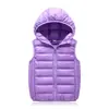Chaleco de plumón y algodón para niños de otoño e invierno transfronterizo estilo coreano color liso con capucha para niños y niñas, niños medianos y grandes
