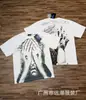 Nueva Camiseta de Manga Corta Hells 2026 Lavada Vintage Desgastada Estampado Completo Graffiti Marca de Moda Estilo Verano Unisex