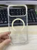 Adequado para Capa de Celular Apple 17Promax, Cristal de Gelo Transparente Duas Cores Sucção Magnética Capa Protetora Anti-Queda com Airbag para Iphone16