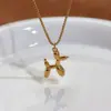 Pulsera Colgante de Aire de Cachorro Ins Lindo Estilo Coreano Versátil para Mujer Oro de 18K Acero de Titanio Transfronterizo Joyería que No se Desvanece Lujo Ligero