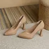 Brisa da Noite Impermeável Suave Plataforma Antiderrapante Salto Fino Salto Alto Feminino 2025 Primavera Novo Estilo Confortável Bico Fino Couro Verniz Sapatos de Salto