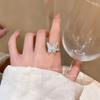 Anillo elegante de mariposa rosa, sueño azul, súper hada, mariposa, para mujer, ligero, de lujo, con diseño que combina con todo, sentido avanzado, estilo dulce, pulsera de anillo para dedo.