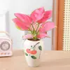 Planta em Vaso Vermelho Geely, Planta Verde Ruyi Rainha Elefante Branco Hidropônica, Planta de Folha Decorativa para Mesa de Escritório, Flor Fácil de Cuidar