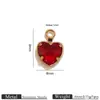 Colgante de Acero Inoxidable en Forma de Corazón con Diamantes, Borde Chapado en Oro de 18K, Piedra de Vidrio de Color en Forma de Corazón, Colgante para Accesorio de Joyería DIY