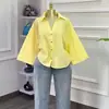 Moda Feminina Transfronteiriça Europeia e Americana Verão 2026 Novo Elegante Gola Reversível Design Solto Nicho Casual Camisa Top