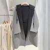 Abrigo de Lana de Doble Cara con Mangas Largas y Diseño de Gorro Tejido para Mujer, Morado, Nuevo Diseño Otoño/Invierno 2025 Abrigo de Lana