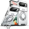 Funda de teléfono adecuada para Google Pixel11Pro XL con Ventana Deslizante 9A Soporte de Anillo Giratorio Cubierta Protectora