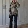 Exportação Transfronteiriça de Roupas Femininas Europeias e Americanas Novo Estilo de Moda 2026: Conjunto de Três Peças com Xale, Cintura de Amarrar e Camisa de Manga Longa Xadrez