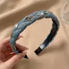 Tiara de Cabelo Estilo Coreano para Mulheres 2026 Nova Jeans Azul Claro Trançado Grampo de Cabelo Fashionável Versátil Acessório de Cabelo Tiara