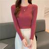 Suéter Tricotado 2023 Novo Francês Gola Redonda Base Primavera e Outono Top Slim Manga Longa Interno Suéter Outono Estilo Feminino
