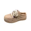 Novedad Primavera/Verano 2026 Chanclas de Plataforma para Mujer con Punta Cerrada, Suela Gruesa, Diseño de Media Chancla, Zapatos Blancos para Comercio Transfronterizo