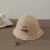 Sombrero de Pescador para Bebé Nuevo Estilo Coreano Lindo Dibujo Animado Oso de la Suerte Sombrero Protección Solar para Viajes Sombrero de Cubo para Niños Exportación