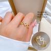 [Oro Real] Falda Ginkgo Anillo de Diamantes Completos Apertura Ajustable Simple Teléfono Móvil Anillo Japonés Anillo de Pareja