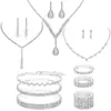 Novos acessórios de moda europeus e americanos da Amazon, conjunto de colar e brincos de design exclusivo totalmente cravejados, conjunto de colar estilo luxo leve