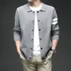 Suéter Masculino de Gola Cardigan Transfronteiriço Simples Cor Sólida Tricô Jaqueta Tricotada de Negócios Dropshipping