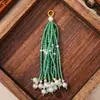 Colgante de borla de cuentas de arroz, Accesorio de llavero de brocado Song, Accesorio con cuentas de perlas, Colgante pequeño para bolsa Hanfu, En stock