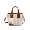 Bolso de Cubo Tejido de Moda para Llevar en la Mano para Mujer 2024 Nuevo Verano Bolso de Hombro Simple Casual Bolso Cruzado de Alta Gama