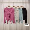 Sexy Spice Girl Diseño Cuello en V Sentido Manga Cuerno Irregular Volantes Camisa Base Otoño e Invierno Nuevo Top Ajustado Trendy