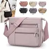 Moda Transfronteriza Simple Bolso Pequeño Cuadrado de Tela de Nylon Repelente al Agua con Múltiples Compartimentos y Correa para el Hombro Bolso Cruzado para Mujer Nuevo 2025