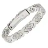 Pulsera magnética de moda europea y americana, superventas transfronteriza, lujo ligero, trébol de la suerte, aleación con incrustaciones de diamante, pulsera de joyería magnética de una sola fila para mujer