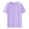 Camiseta de Manga Corta de Algodón Puro de 180g Transfronteriza para Mujer, Top Unisex de Color Sólido de Corteholgado con Cuello Redondo, Camiseta con Logo Personalizado
