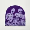 AliExpress Atravessando Fronteiras Chapéu de Tricô Engraçado de Halloween Chapéu de Lã Quente Acrílico Jacquard Caveira em estoque