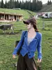 Cardigan de malha curto feminino Yinhe, estilo coreano, para outono, modelagem solta, acinturado, emagrecedor, elegante, casual