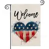 Popular Bandera de Jardín del Día de la Independencia de Amazon Perro Estrella Estampado Material de Lino Bandera Decorativa Americana para Exteriores