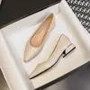 Sapatos femininos de bico fino em couro legítimo, novo modelo da primavera 2026, salto grosso, sola macia, para calçar sem cadarço, modernos, versáteis, sapatos casuais pretos femininos
