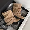 Botas de Pantalón con Hebilla para Mujer, Botas Individuales de Pierna Ancha, Nuevas Botas Cortas de Punta Cuadrada con Tacón Medio Grueso, Estilo Dulce y Fresco, para Otoño e Invierno