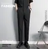 Calça de terno casual moderna, madura e estilosa estilo coreano 2025 outono e inverno masculino, forrada com fleece, quente, modeladora, calça casual