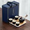 Hervidor de Té Perezoso de Cerámica Barro Negro Juego de Té Automático Tetera Portátil Pequeña para Viajes con Asa Lateral Bandeja de Té Té Kung Fu
