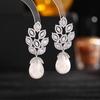 S925 Prata Agulha Design Nicho Brincos Femininos Premium Atacado Elegante Elegante Folha Gota Pérola Brincos