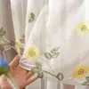 Cortinas de voil bordadas com renda floral estilo pastoral transfronteiriça, cortinas cor de café, cortinas curtas, meias cortinas, cortinas de voil, disponíveis para atacado em restaurantes