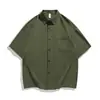 Camisa de Seda de Hielo Delgada Simple de Verano Estilo Nuevo Holgada Moderna Marca Top de Manga Corta Blanco