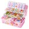 Gel Crema Goo Pegatina de Tarjeta Set Grande para Manualidades DIY de Niña Caja de Regalo Herramienta para Tarjetas Goo Caja de Almacenamiento de Tres Capas Lujo