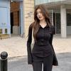 Toma Real de Camisas Básicas Nuevas de Otoño e Invierno Negras de Manga Larga para Mujer, Ajustadas y Versátiles, Elásticas, Sencillas
