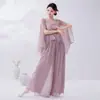 Nuevo Conjunto de Vestuario Danza de Hadas Estilo Chino para Mujeres, con Elegante Blusa de Gasa y Pantalones de Pierna Ancha, Ropa de Práctica de Danza Clásica Estilo Chino