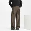 Otoño Invierno Streetwear Americano para Hombre de Moda Holgados Rectos Casuales Pantalones de Guadaña Marca de Moda Retro Pantalones de Traje de Longitud de Piso