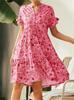 Vestido Casual Holgado de Manga Corta con Botones y Cuello en V Estampado para Primavera y Verano 2023 de Estación Independiente Europea y Americana Amazon Ropa de Mujer