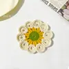 Produto Acabado Novo Estilo Fofo Ins Pequena Flor Porta-Copo Jogo Americano Crochê Almofada Isolante de Calor Fio de Algodão Leite Artesanal Bola de Crochê